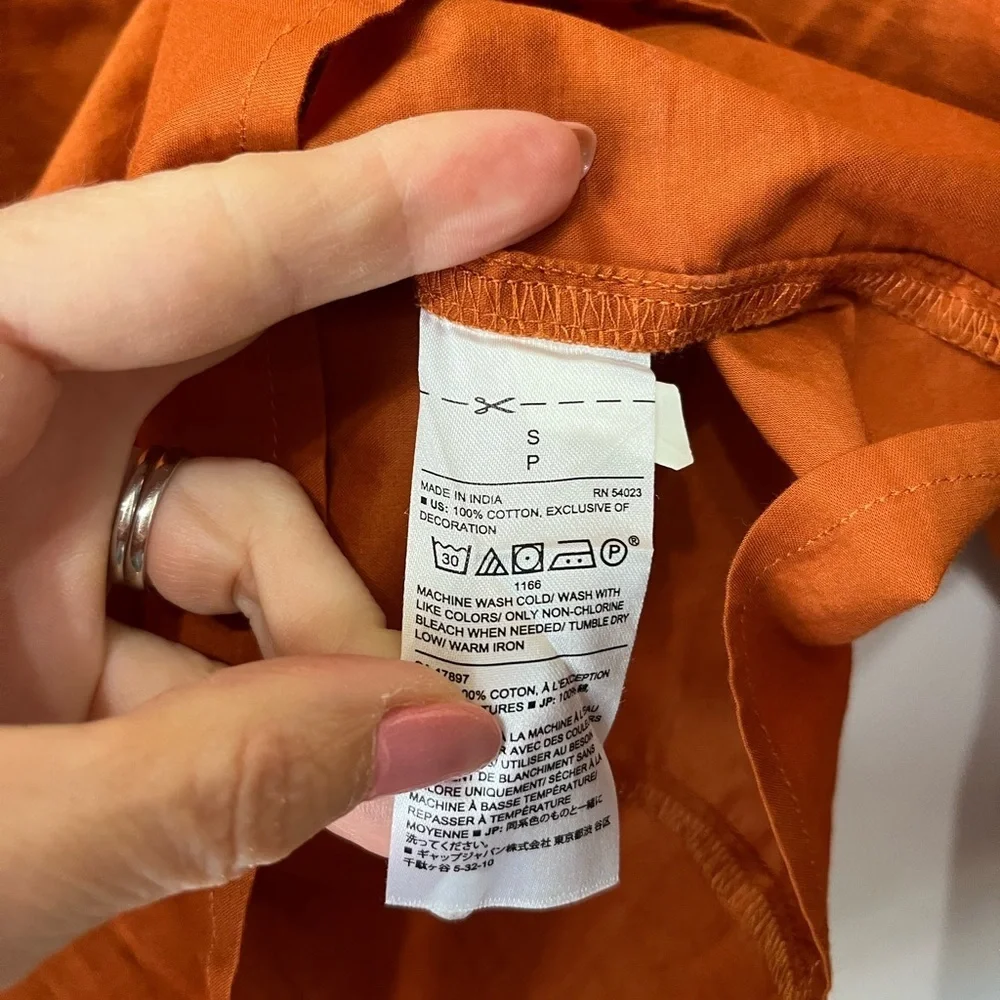 Banana Republic Orange Embroidered Puff Sleeve Top NWT